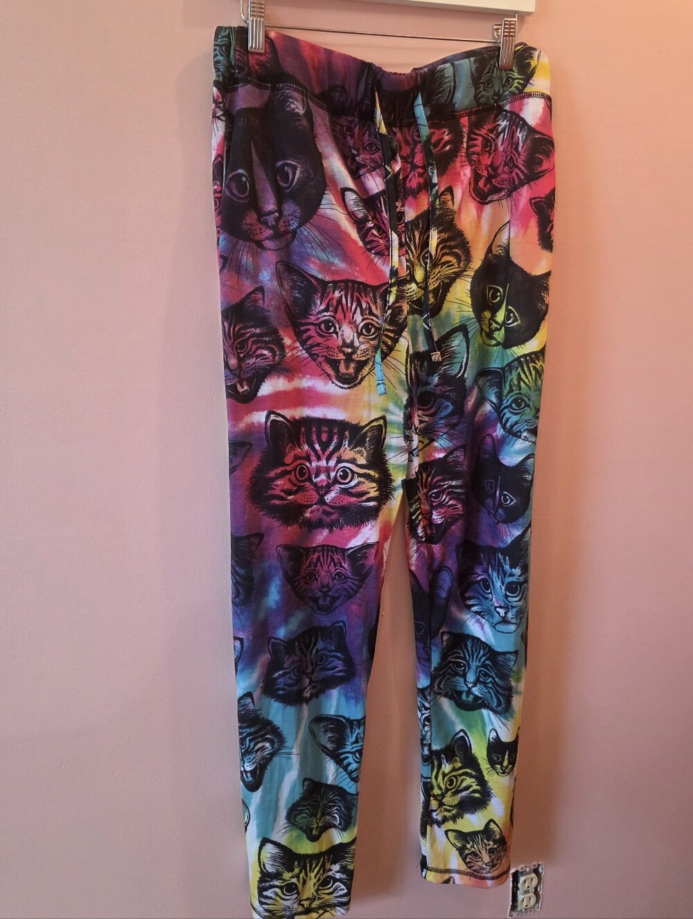 Top Drawer XL Tie Dye Cat Print Lounge Pants Psychedelic Novelty Cats